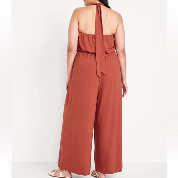 Old Navy gingerspice Waist-Defined Halter Jumpsuit - Picture 2 of 13